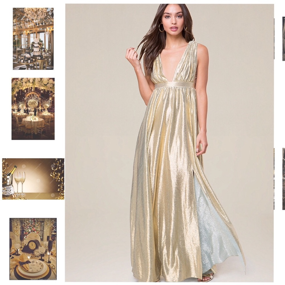 Bebe Double V Metallic Gown - Picture 2 of 5